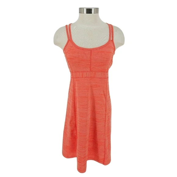 Marmot Athletic Fit Flare Tennis Dress Orange Stripe Crossback Built N Bra Small - Picture 1 of 8